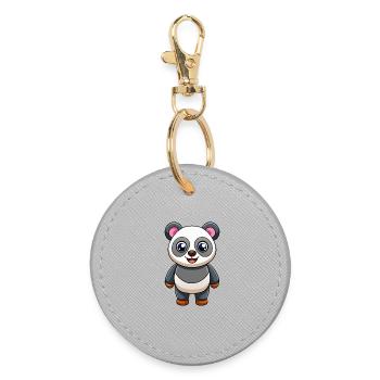 Panda Niedliche Maskottchen Zeichentrickfigur Kawaii - Runder Schlüsselanhänger - Grau - Vorne