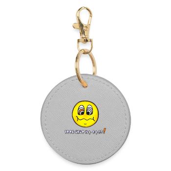 Hypnosis - Yellow Face - Funny Emoticon - Round Keyring - grey - Front