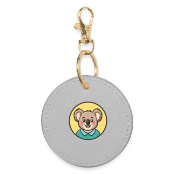 Koala Kawaii Cartoon Figur Tier Haustier Gesicht - Runder Schlüsselanhänger - Grau - Vorne
