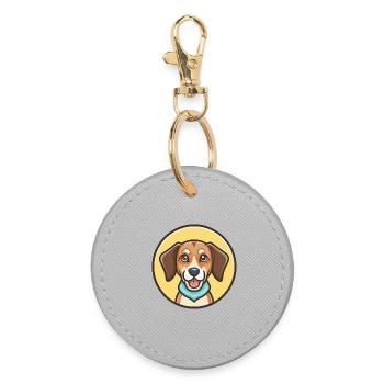 Kanarischer Warren Hound Hunderasse Cartoon Kawaii Haustier - Runder Schlüsselanhänger - Grau - Vorne