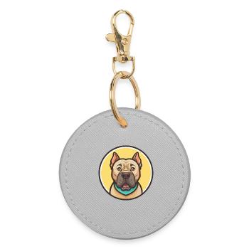Cane Corso Dog Breed Cartoon Kawaii Clipart Animal - Round Keyring - grey - Front