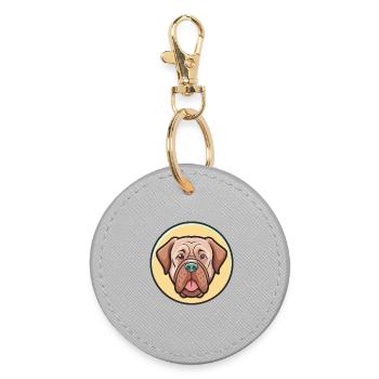 Neapolitanische Dogge Hunderasse Karikatur Kawaii - Runder Schlüsselanhänger - Grau - Vorne