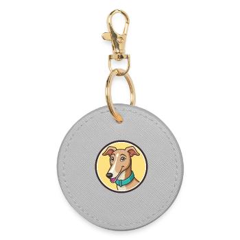 Dessin animé Kawaii de race de chien lévrier polonais - Porte-clés rond - bruyère - Devant