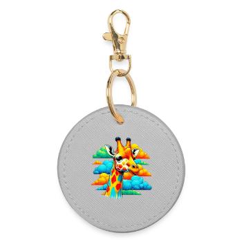 Giraffe with head in cloud clouds - Round Keyring - grey - Front