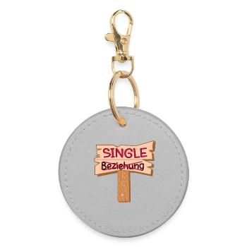 BEZIEHUNG SINGLE SPRÜCHE - Runder Schlüsselanhänger - Grau - Vorne