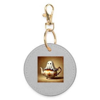 Ghost in the Teapot: Spooky Fun for Halloween - Round Keyring - grey - Front