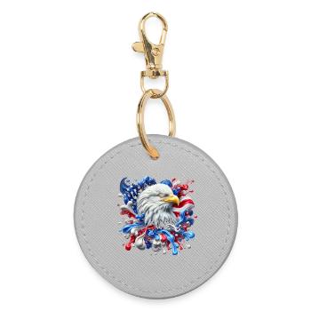 Pygargue à tête blanche d’Amérique avec des éclaboussures de peinture - Porte-clés rond - bruyère - Devant