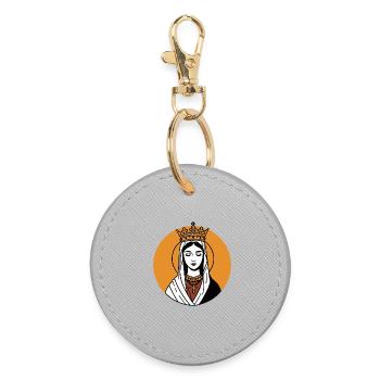 Crowned Saint with Cross in Medieval Icon Style - Round Keyring - grey - Front