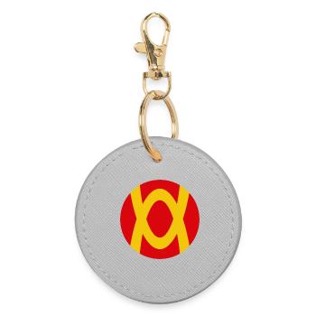 Jeu abstrait de couleurs avec contraste rouge-jaune - Porte-clés rond - bruyère - Devant