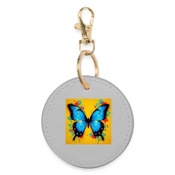 papillon - Porte-clés rond - bruyère - Devant