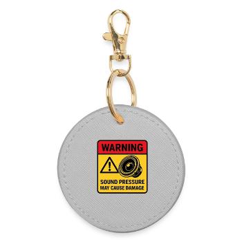 Audio Playback Warning - Round Keyring - grey - Front
