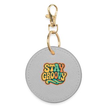 Stay Groovy Retro Vintage Design | 60s Hippie Styl - Runder Schlüsselanhänger - Grau - Vorne