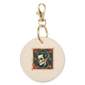 Rockabilly Rebel Totenschädel - Runder Schlüsselanhänger - Auster - Vorne