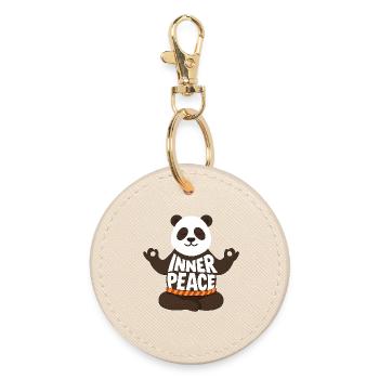 Panda Yoga Inner Peace Lotussitz Spruch - Runder Schlüsselanhänger - Auster - Vorne