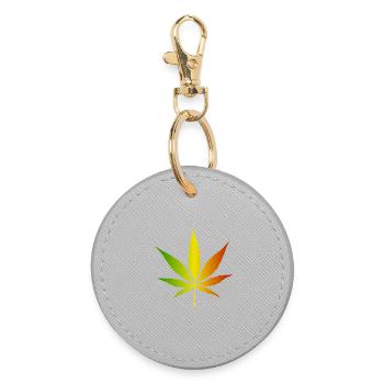 Rasta Gradient Cannabis Leaf - Round Keyring - grey - Front