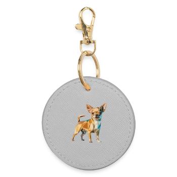 Chihuahua - Cool Low Poly  Logo - Porte-clés rond - bruyère - Devant