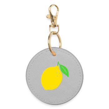 Zitronen Flachdruck Design - Runder Schlüsselanhänger - Grau - Vorne