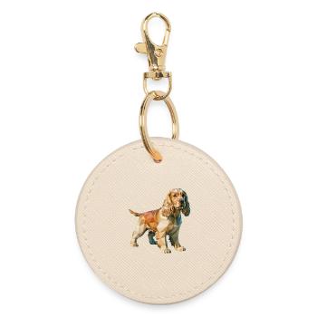 Cocker Spaniel - Cooles Low-Poly-Logo - Runder Schlüsselanhänger - Auster - Vorne