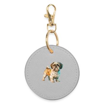 Shih Tzu - Cool Low Poly Logo - Porte-clés rond - bruyère - Devant