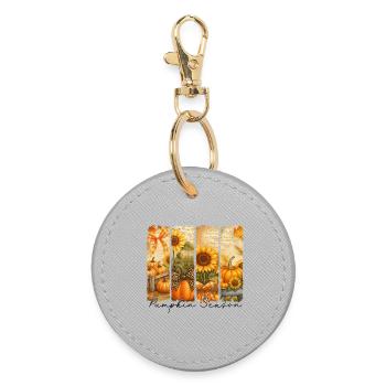 Kürbis Saison Herbst Motiv - Runder Schlüsselanhänger - Grau - Vorne