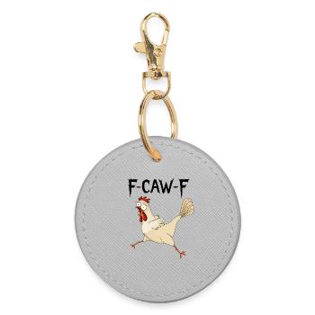 F caw F Huhn - Runder Schlüsselanhänger - Grau - Vorne