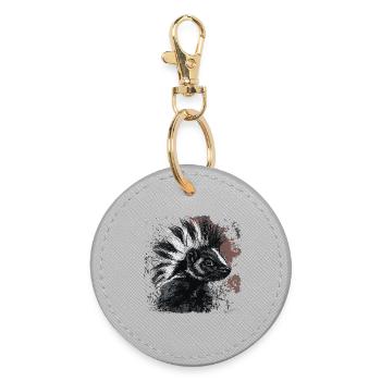 Funny Punk Rock Skunk - Round Keyring - grey - Front