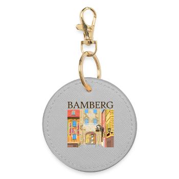 Bamberg, Bayern Handzeichnung - Runder Schlüsselanhänger - Grau - Vorne