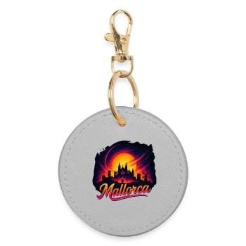 Mallorca Sonnenuntergang Kathedrale Geschenk Palma - Runder Schlüsselanhänger - Grau - Vorne