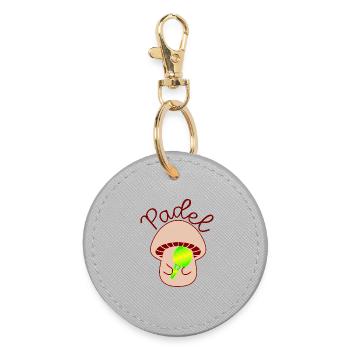 Padel Tennis Mushrooms - Round Keyring - grey - Front