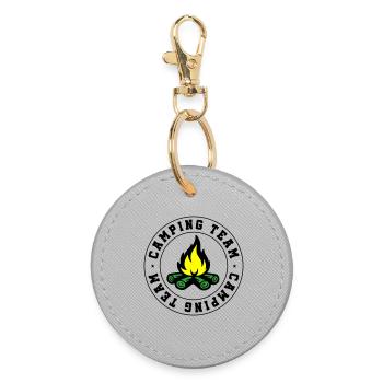 Camping Team Lagerfeuer - Runder Schlüsselanhänger - Grau - Vorne