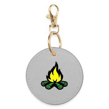 Flamme symbolique du feu de camp - Porte-clés rond - bruyère - Devant