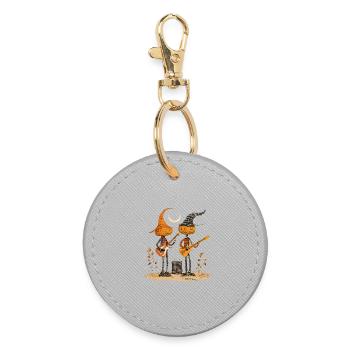 Pumpkin Band with Guitars in Autumn Style - Round Keyring - grey - Front
