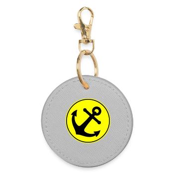 Anker Symbol - Runder Schlüsselanhänger - Grau - Vorne