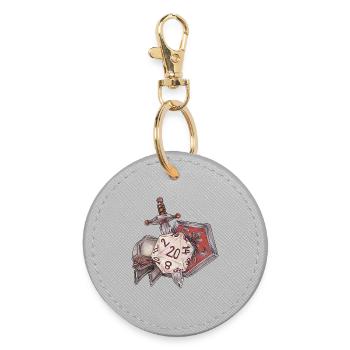 Rollenspiel Tabletop D20 Würfel Geschenk Kämpfer - Runder Schlüsselanhänger - Grau - Vorne