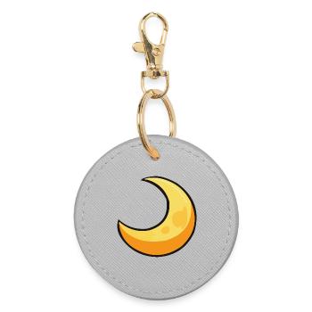 Mond in warmem Gelb - Runder Schlüsselanhänger - Grau - Vorne