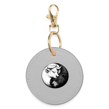 Börse Yin Yang: Bulle & Bär Design für Aktionäre - Runder Schlüsselanhänger - Grau - Vorne