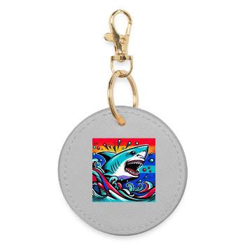 Shark - Round Keyring - grey - Front