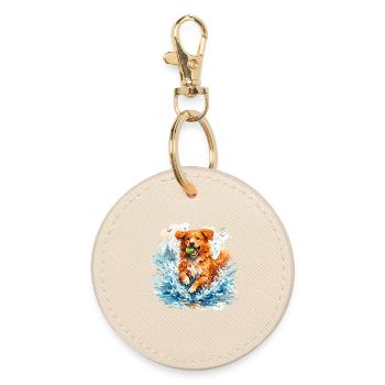Toller im Swung : Retriever de canard aquarelle - Porte-clés rond - huître - Devant