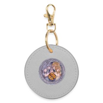 Signe du zodiaque Cadeau des Gémeaux - Porte-clés rond - bruyère - Devant