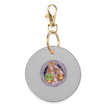 Zodiac Sign Sternzeichen Waage Libra Geschenk - Runder Schlüsselanhänger - Grau - Vorne