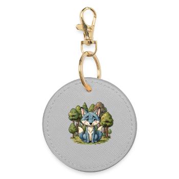 Forêt triste animale du renard bleu - Porte-clés rond - bruyère - Devant