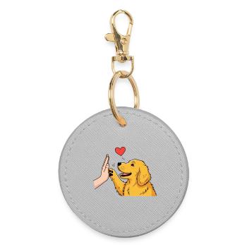 T-shirt Chien Golden Retriever High Five - Design  - Porte-clés rond - bruyère - Devant