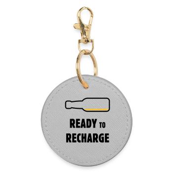 Ready To Recharge (Bier / Bierchen / POS 2C) - Runder Schlüsselanhänger - Grau - Vorne