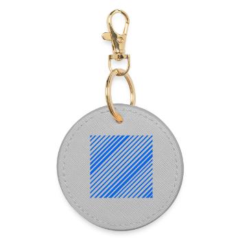 Graphic lines with diagonal stripes L blue - Round Keyring - grey - Front