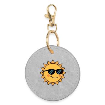 lachende Sonne süßes lächeln mit Sonnenbrille - Runder Schlüsselanhänger - Grau - Vorne