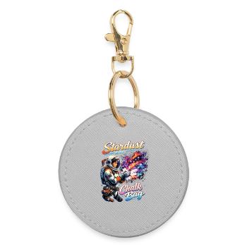 Stardust In My Chalk Bag: Bouldering & Galaxy - Round Keyring - grey - Front