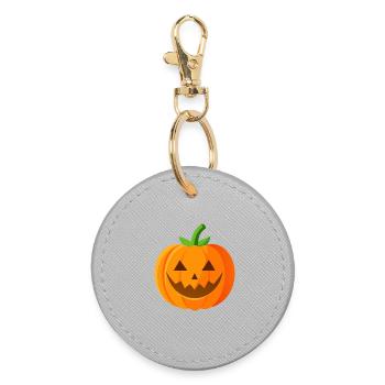 Halloween-Kürbis - Runder Schlüsselanhänger - Grau - Vorne