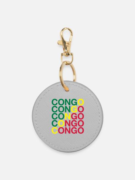 CONGO Flagge Kongo - Runder Schlüsselanhänger - Grau