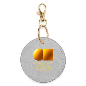 Goldener Kreis vs. quadratisches Design - Runder Schlüsselanhänger - Grau - Vorne