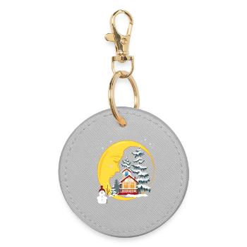 Moon in the winter forest - Round Keyring - grey - Front